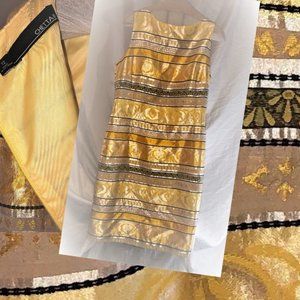 NWOT Chetta B Size 12 Yellow, Black & White Dress